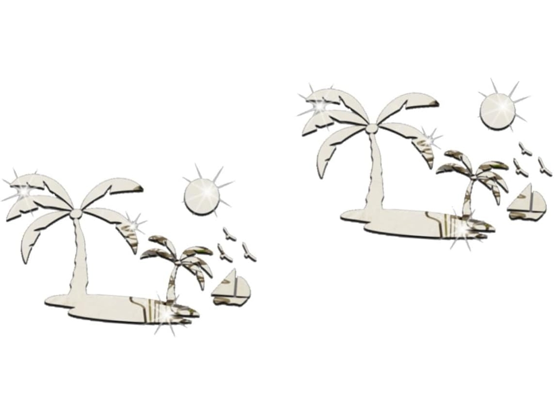 Conjunto De 2 Adesivos De Parede Removíveis Em Acrílico Com Efeito Espelhado 3d.