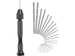 Taladro Manual Mini com 25 Brocas, Ferramentas de Rotação sem Cabo, Alumínio, Pinza Rotatória | S/MARCA