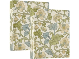 Pasta Caderno William Morris 1, 5 Polegadas, Estampa Floral Bege Retrô Com Bolsos, Pacote Com 1 2 Pastas