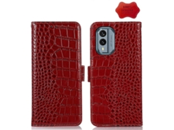 Capa De Celular Em Couro De Crocodilo Com Camada Superior De Couro Bovino Para Nokia X30 5g