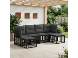 Vidaxl Conjunto De Sofás Para Exterior Preto Poliéster
