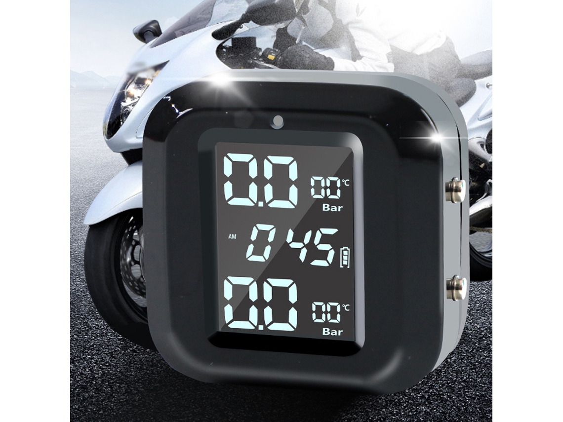 Monitor inalámbrico de presión de neumáticos para motocicleta con 2 sensores externos impermeables y monitorización TPMS | S/MARCA