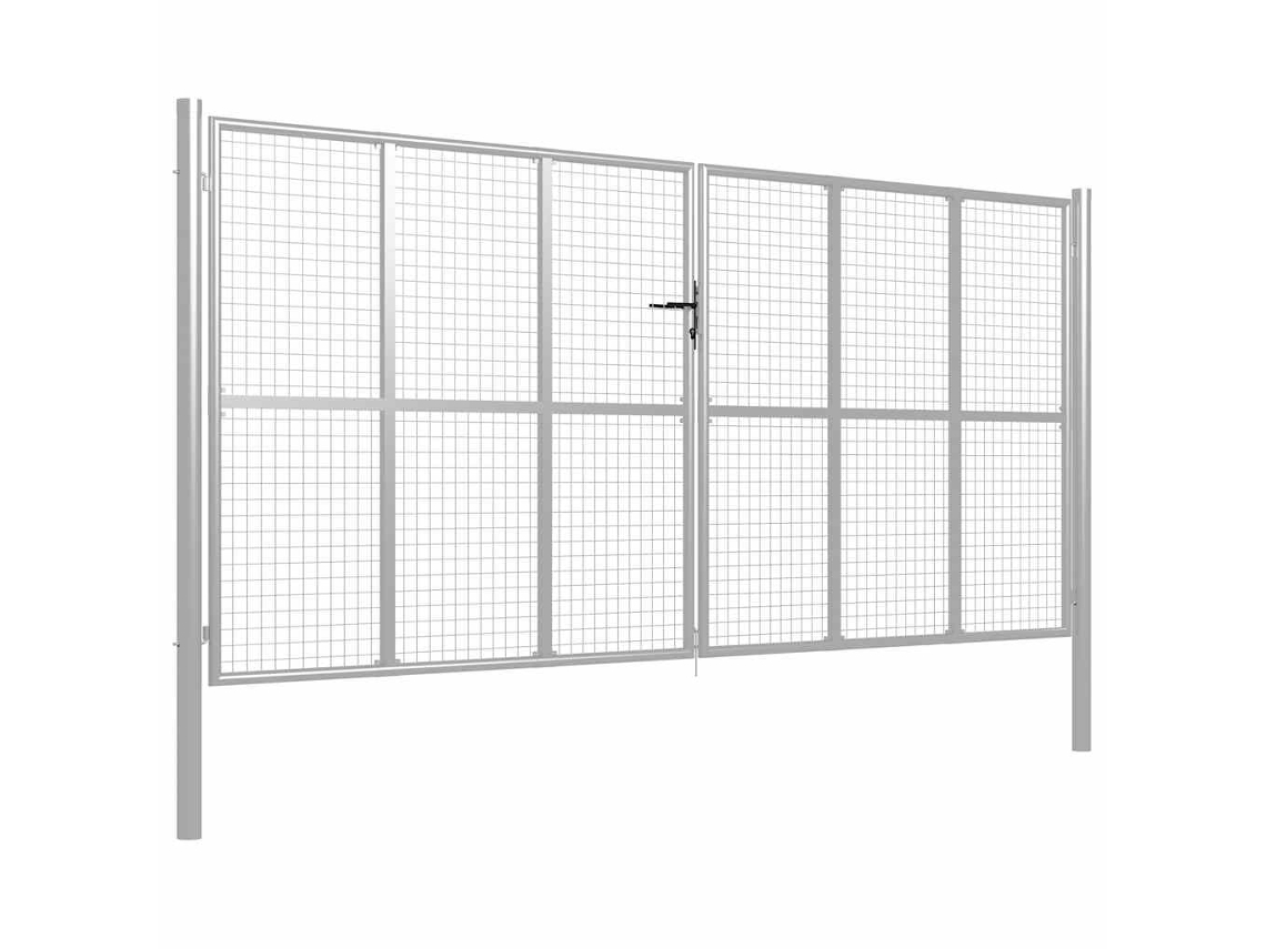 Portão de Jardim em Aço Galvanizado 400x200 Cm Cor Prata