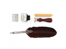 Set de Pluma Vintage para Escritura e Caligrafia em Caixa de Presente (marrom)