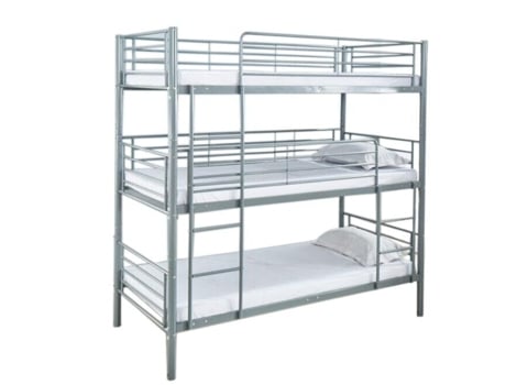 Beliche Triplo 90Cm Metal Cinza 1 Colchão 90X190Cm SALDOSYSTOCKS