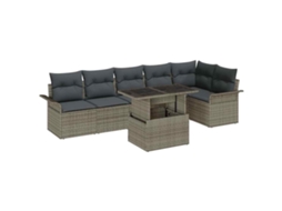 Vidaxl Conjunto De Sofá De Jardim 7 Unid. Cinzeto
