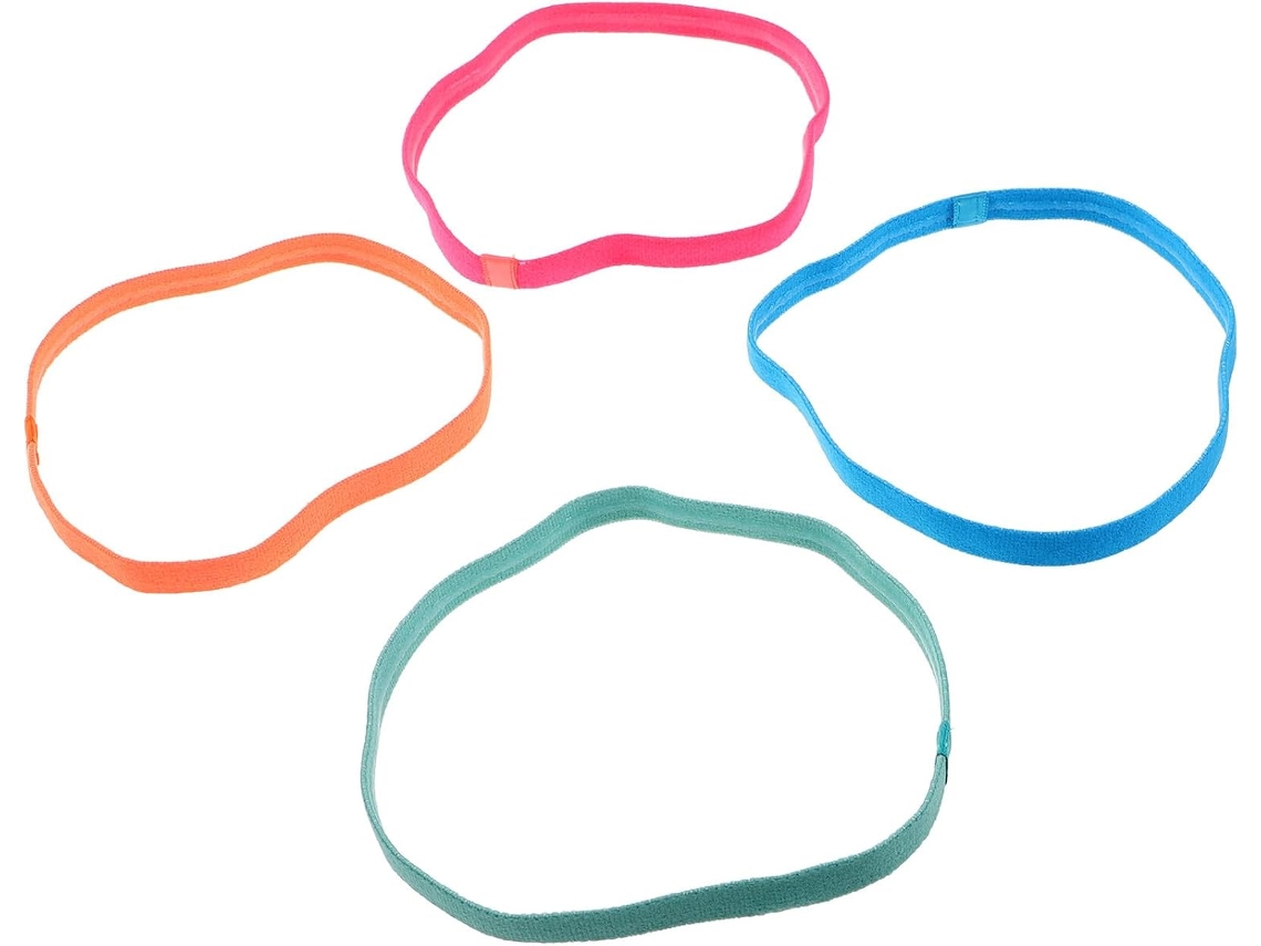 Conjunto de 4 faixas de cabeça elásticas esportivas para mulheres e homens, em poliéster liso.