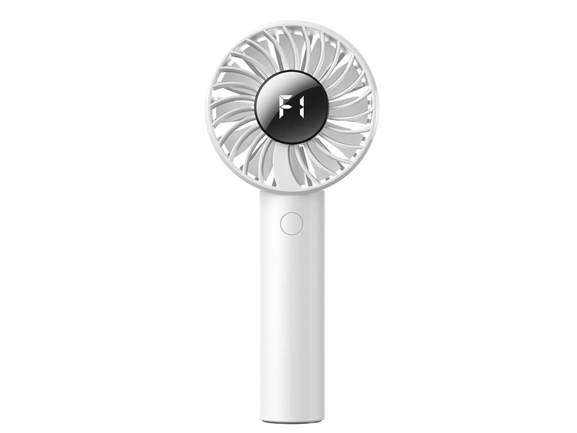 Ventilador Portátil De Mão Com 5 Velocidades E Visor Digital, Branco