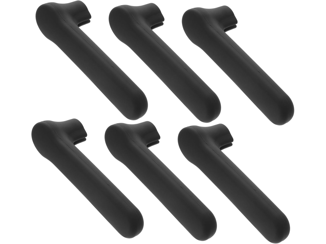 Conjunto De 6 Protetores Silicone Pretos Para Maçanetas Portas, Anticolisão