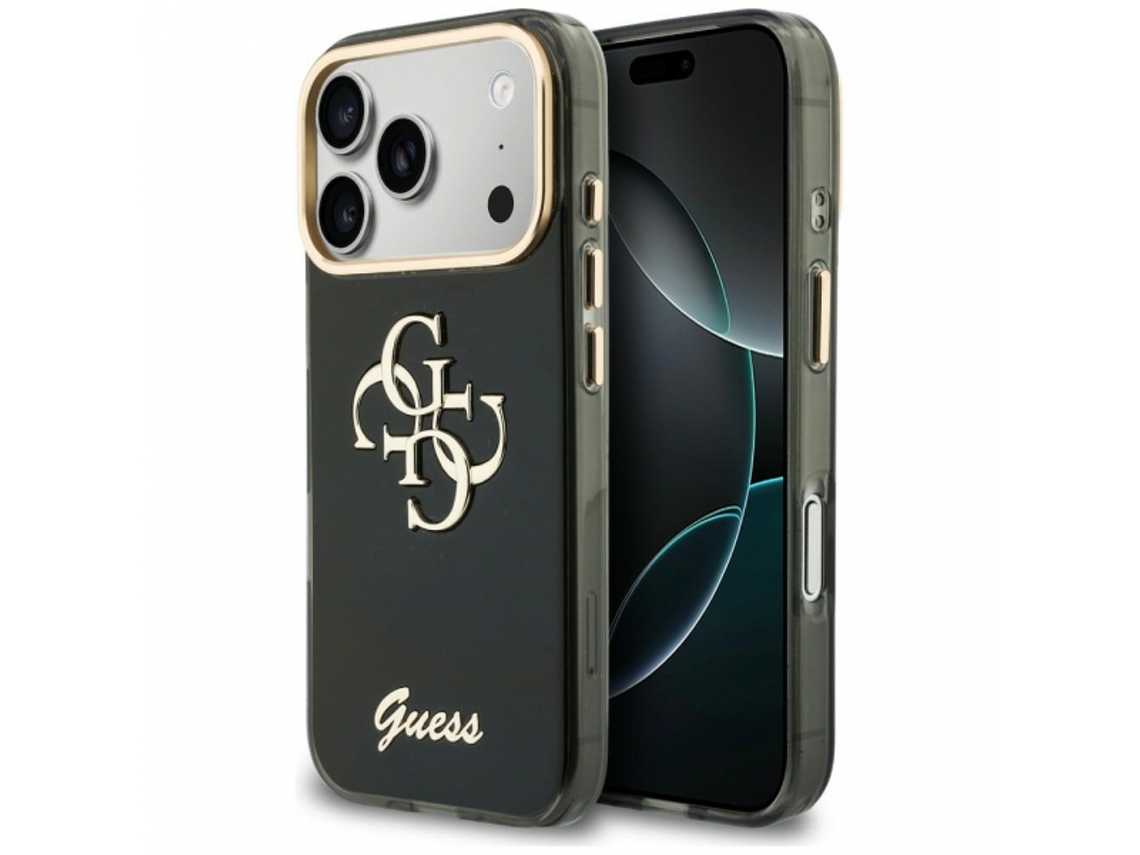 Capa Rígida Guess Iml 4g Metal Script Para Apple Iphone 18 Pro / 17 Pro, Preta