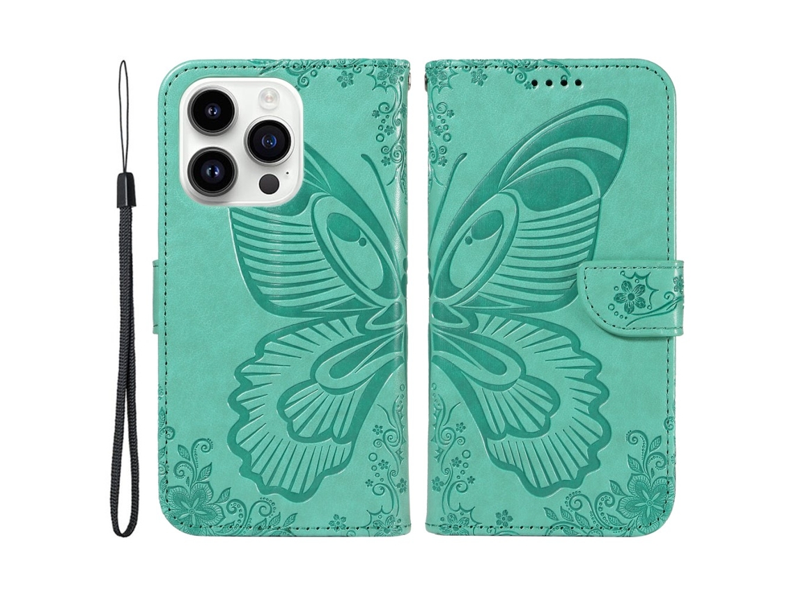 Capa Para Iphone 14 Pro Pele Sintética Verde