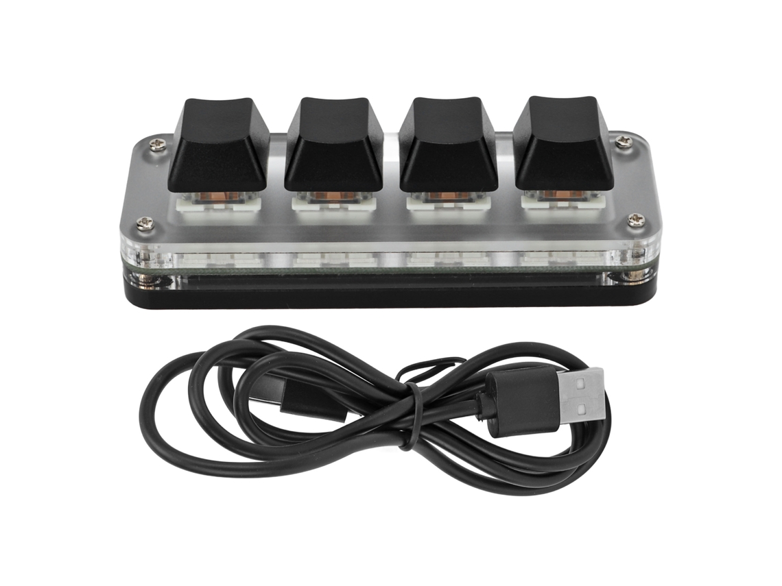 Teclado Mecânico Gamer Mini 4 Teclas Keypad Rgb Com Interface Usb Tipo C Programável Preto