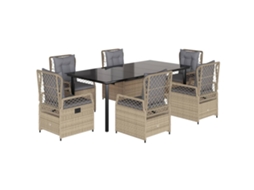 Garden Dining Set, Garden Dining Sets Vidaxl Bege Rattan / Vime (200 X 100 X 74 Cm)