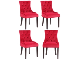 Conjunto de 4 cadeiras de jantar Veludo Aberdeen vermelho/antigo CLP