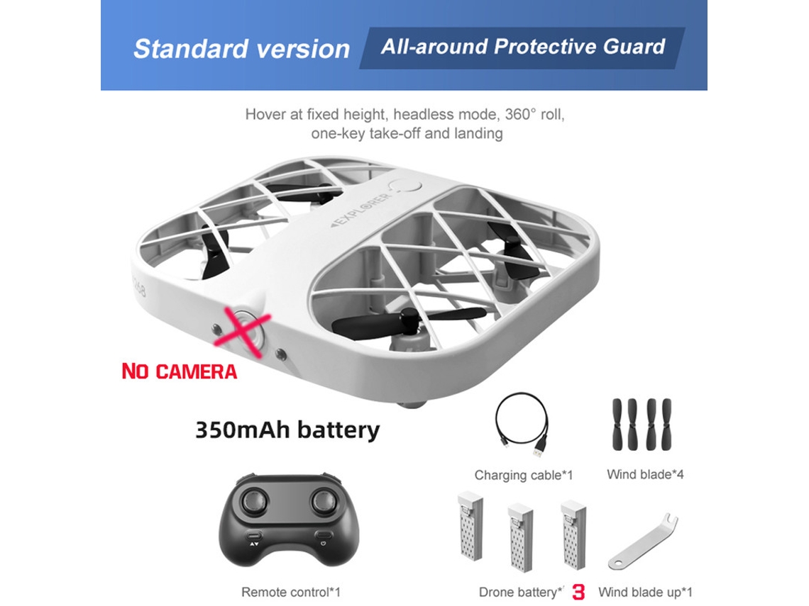 Drone de controle remoto de grau mini (sem câmera - Duração da bateria: 8 min - branco) YIZHOOD
