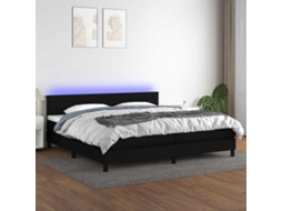 Vidaxl Cama Box Spring C/ Colchão E Led 200x200 Cm Tecido Preto