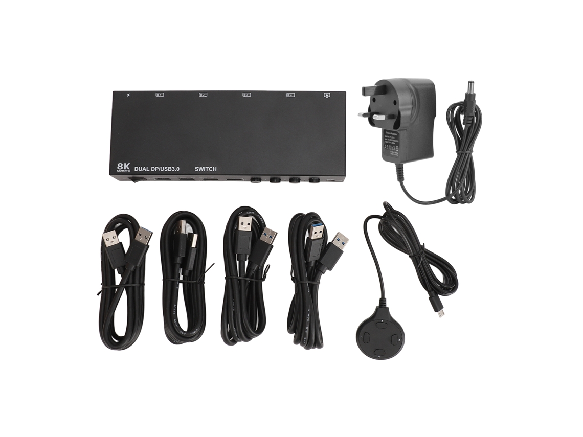 Comutador Kvm Dual Dp LAXISCREED 8k 30hz/4k 144hz