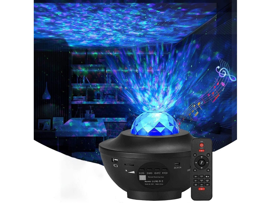 Projetor De Estrelas Bluetooth, Coluna Integrada, Cinema Em Casa, 16,2 X 16,2 X 13 Cm