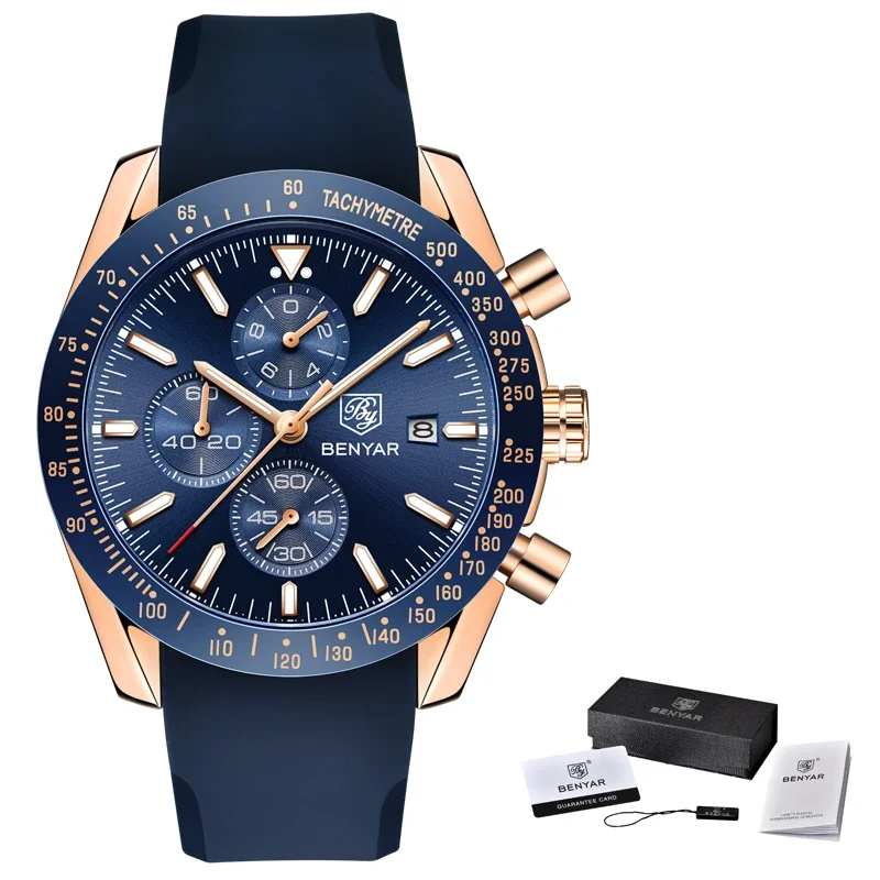 (silicone Dourado Azul) Relógio De Aço De Alta Qualidade, À Prova D'água, Adequado Para Ocasiões Casuais E Esportivas.