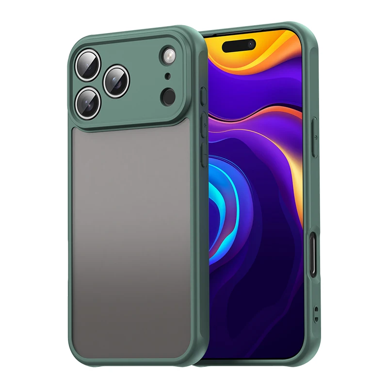 Capa Transparente Fosca Premium (verde, Iphone 17 Pro) Com Proteção Para A Câmera.