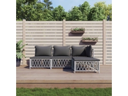 4 Pcs Conjunto Lounge De Jardim Com Almofadões Aço Branco Dkd Home Decor