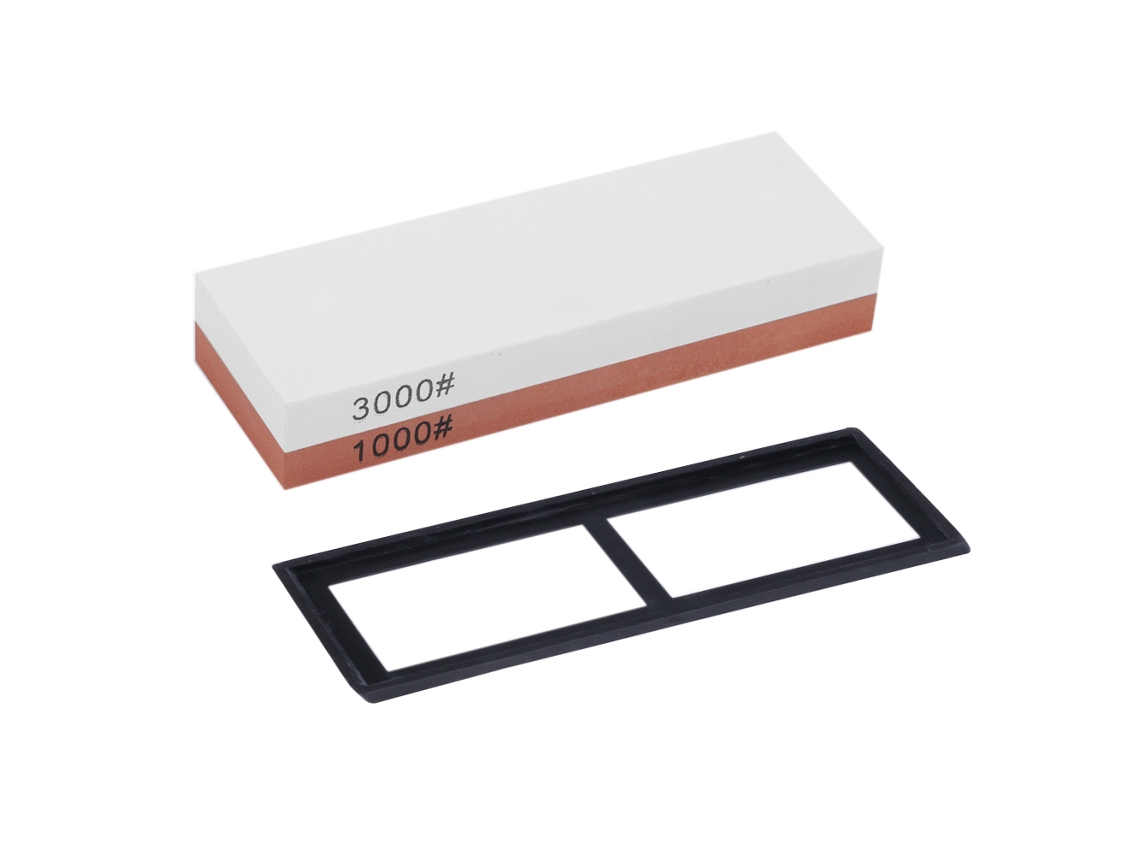 Pedra de afiar dupla face com grãos 1000/3000 para facas de cozinha e de exterior.