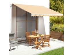 Vidaxl Tecido De Substituição Para Toldo Amarelo E Branco 4x3,5 M Poliéster