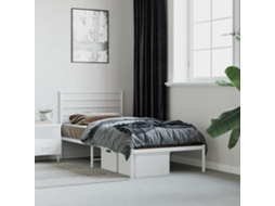 Vidaxl Estrutura De Cama Em Metal Com Cabeceira 107x203 Cm Branco