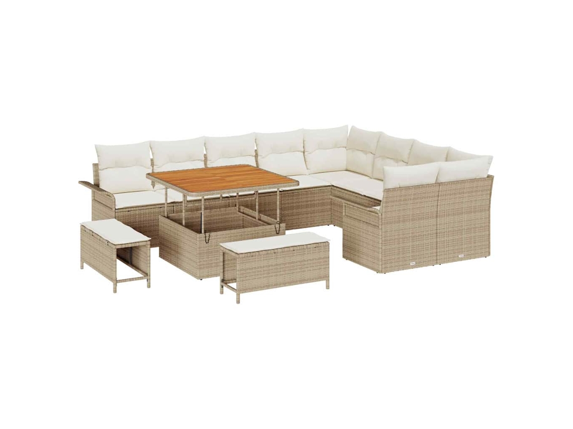 Maison Exclusive - Conjunto De Sofá De Jardim Com Almofada 12 Pcs Bege E Creme