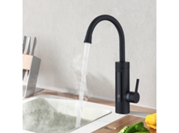Torneira Elétrica De Cozinha De 3kw Para Lavatório Ou Lava-loiça, Torneira Led Com Esquentador Instantâneo, Torneira Misturadora Preta, Rotação 360°
