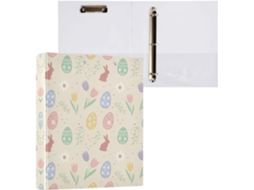 Pasta de 3 Argolas para Papel Tamanho Carta , Coelhinho da Páscoa Redondo e Fofo com Porta pra (27,9 X 21,6 Cm)