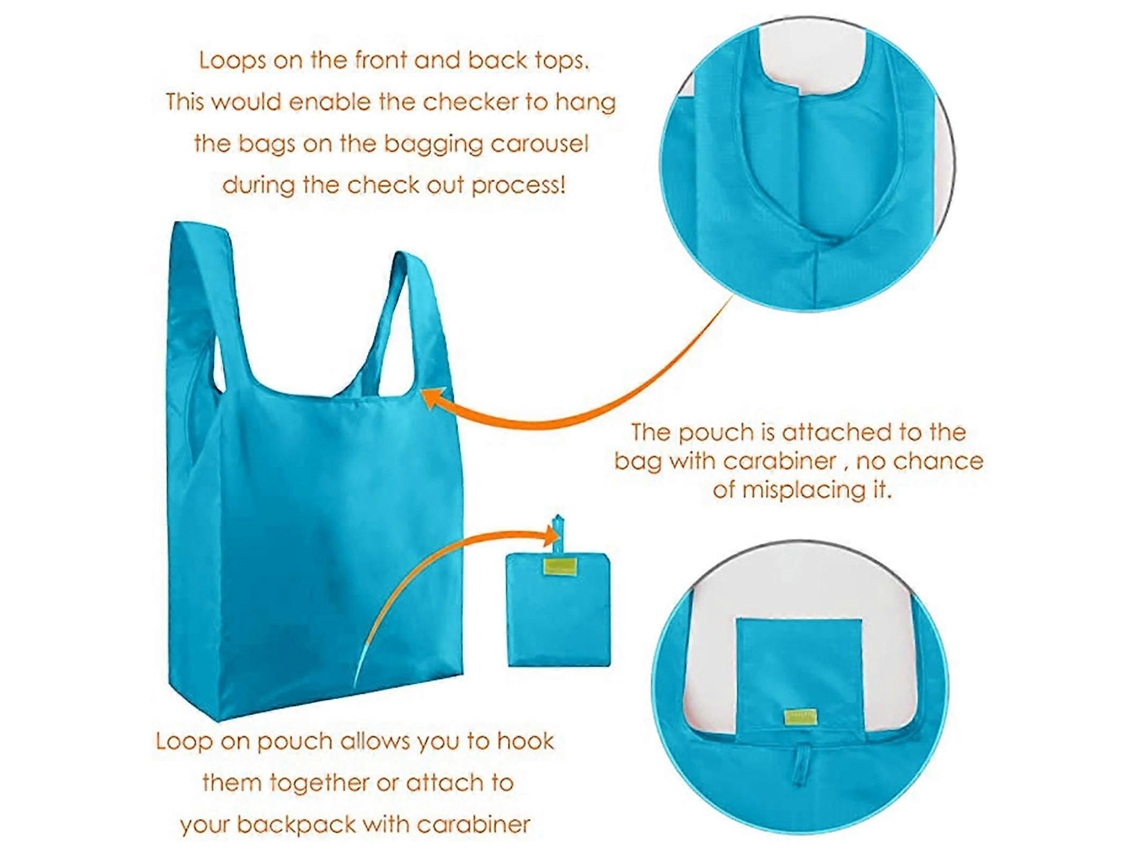 Sacolas de Compras Reutilizáveis, Compactas, Charmosas e Cor Sólida, Feitas Tecido. Dobráveis, Fáceis Guar Dar Reciclar. GOKOCO