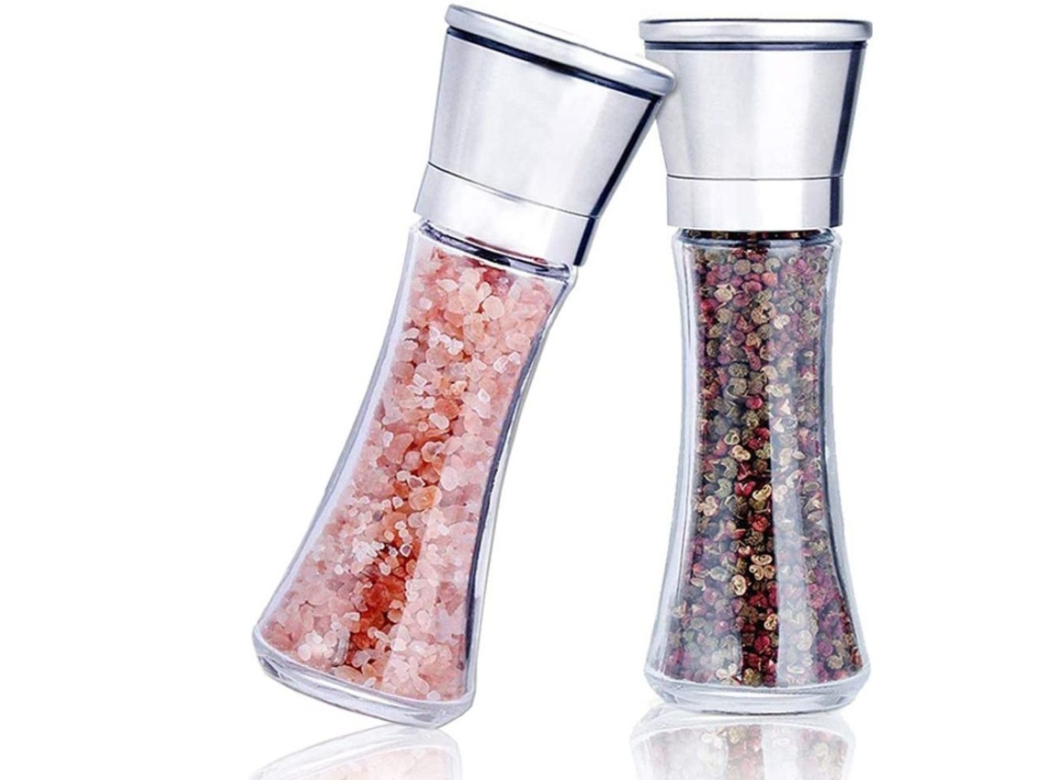 CONJUNTO DE MOEDORES AQUAFORGE sal e pimenta, com recipiente, ajuste de moagem
