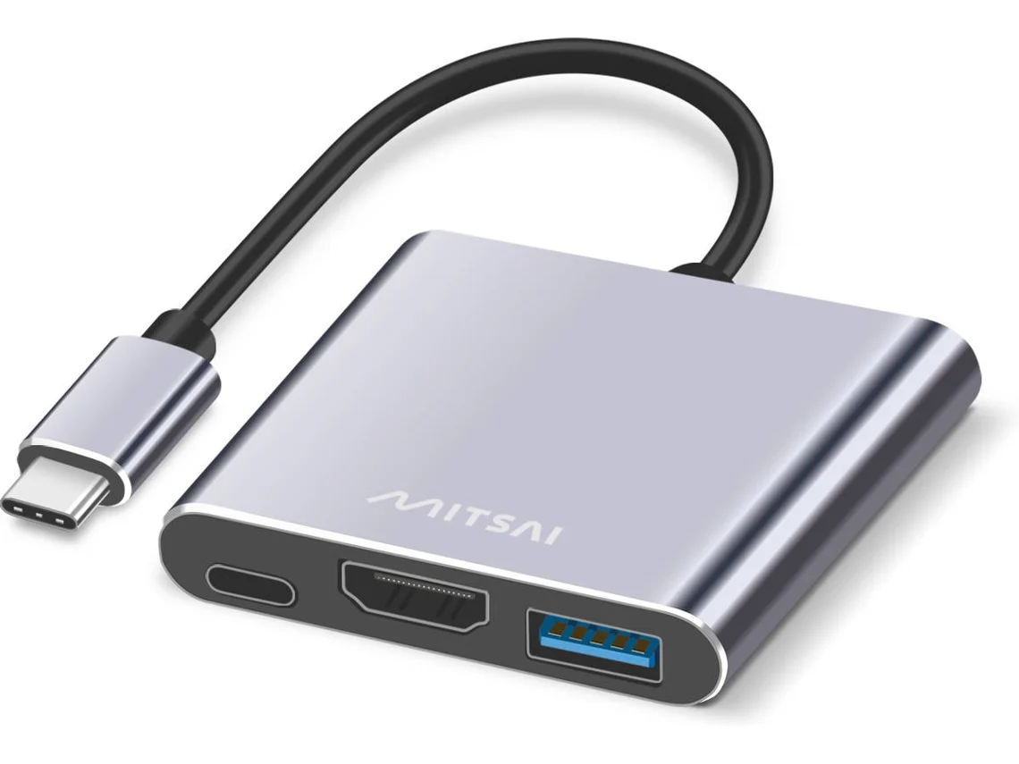 Adaptador MITSAI USB-C para HDMI + USB-C + USB 3.0