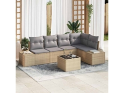 Vidaxl Conjunto De Sofá De Jardim 6 Unid. Bege Vime Pe