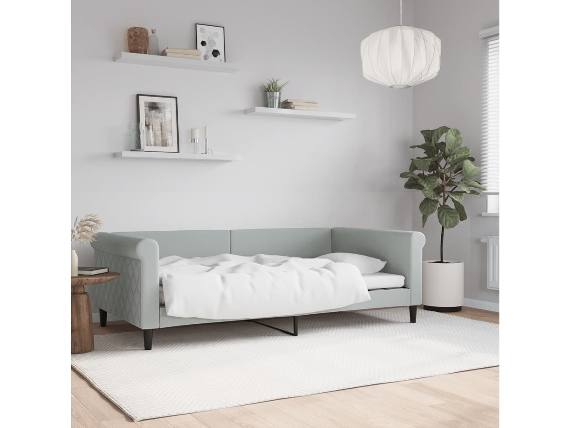 Vidaxl Sofá-cama 100x190 Cm Veludo Cinzento-claro