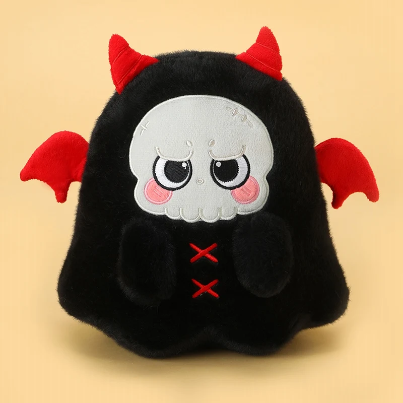 Brinquedo de Pelúcia Demônio Caveira Fofo de Desenho Animado MDUG (preto, 25 Cm)