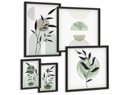 Conjunto De Pinturas Gráficos Vegetais Estilosos Espelharte (5 Peças)