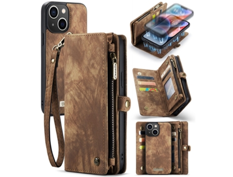 Capa Quedas Para Iphone 15 Caseme Pele Sintética Castanho