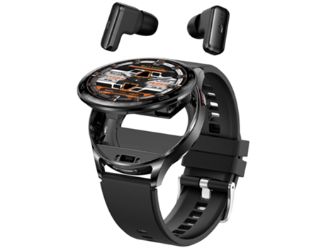 Relógio inteligente Lurelia dois em um com fones de ouvido Bluetooth ocultos, preto