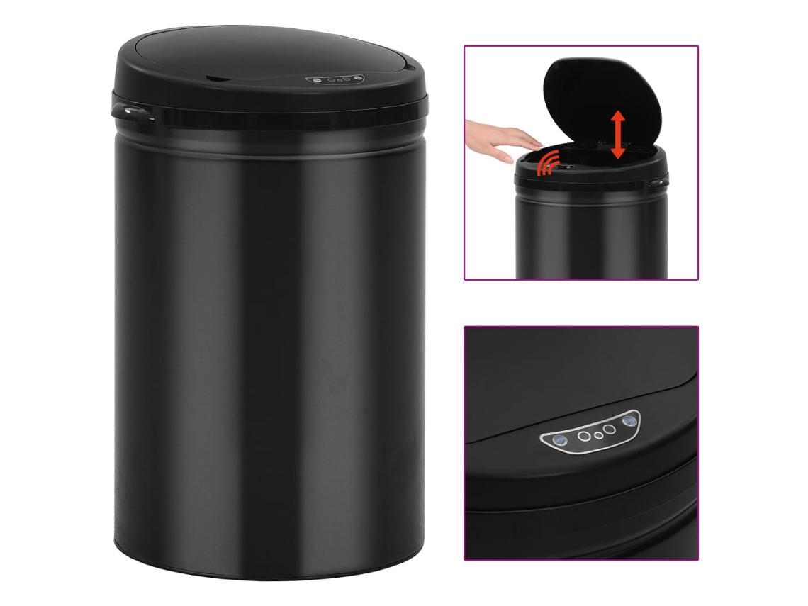 Garbage Bin, Garbage Bins Vidaxl Preto Aço (n/a)