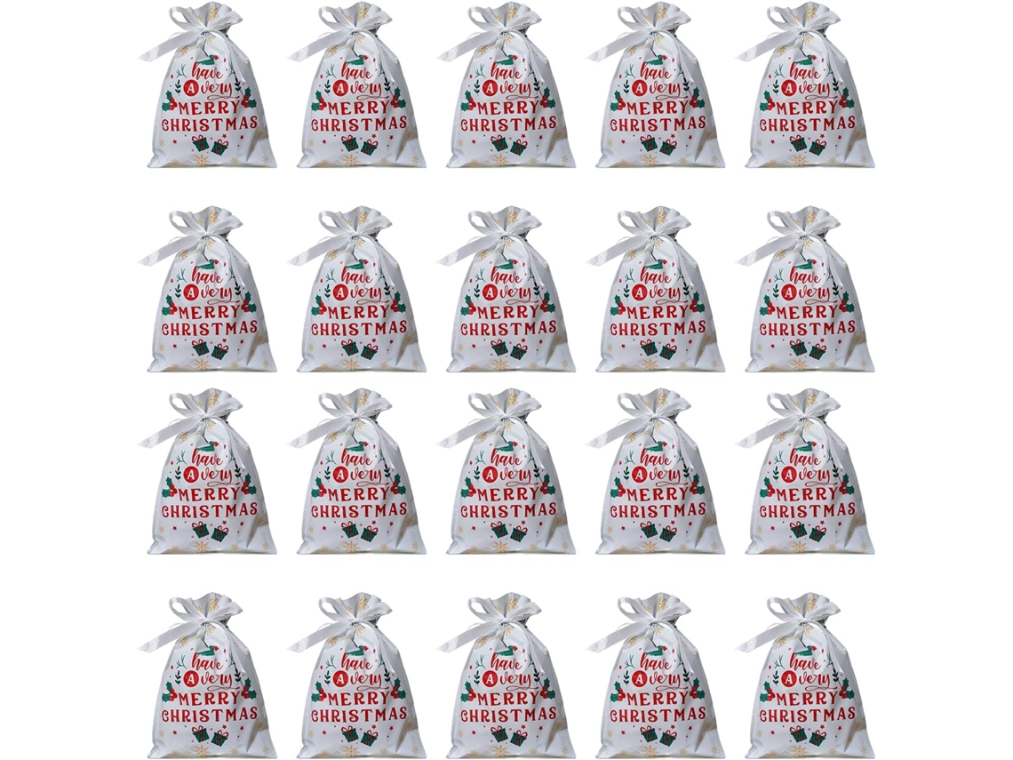Sacos Plásticos Para Doces, Com Cordão, Acessórios De Decoração Para Festas De Natal, Para Guardar