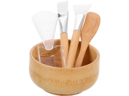Conjunto De 5 Pincéis Bege Para Misturar Máscaras Faciais, Incluindo Espátula, Pincel E Pincel Para Misturar.