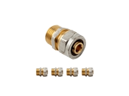 5 x 3/4 Conexão macho para tubo de compressão multicamadas de 25 mm, sem necessidade de máquina de crimpagem, Suinga Grey
