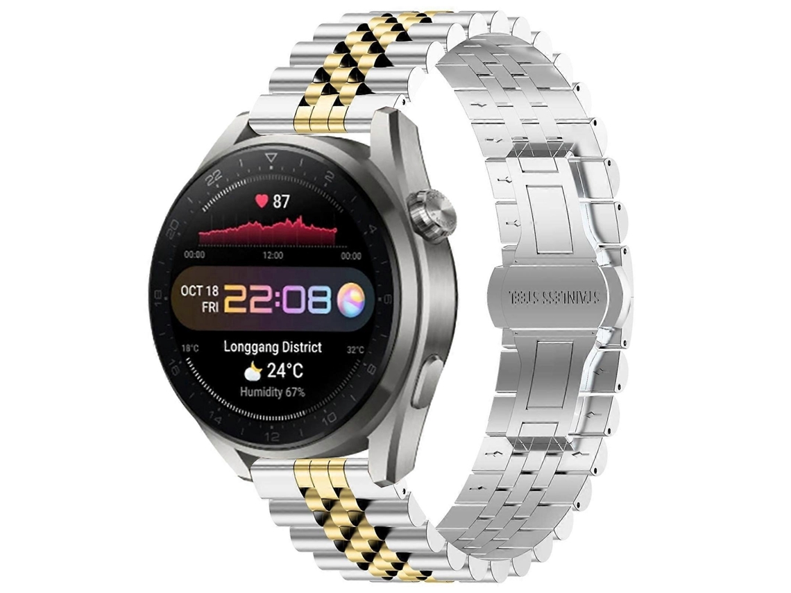 Pulseira De Aço Inoxidável Five Bull Half Round Para Huawei Watch3 Pro + Ferramenta Para Remoção Da Pulseira