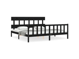 Bed Frame, Bed Frames Vidaxl Preto Madeira De Pinho (200 X 200 Cm)