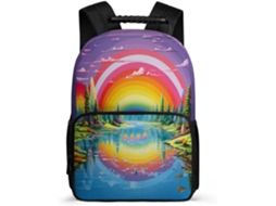 Mochila Escolar Arco-íris Para Meninos Meninas 6 11 Anos, Linda Com Estampa Paisagem O 1º E 2º Ano, Bolsos