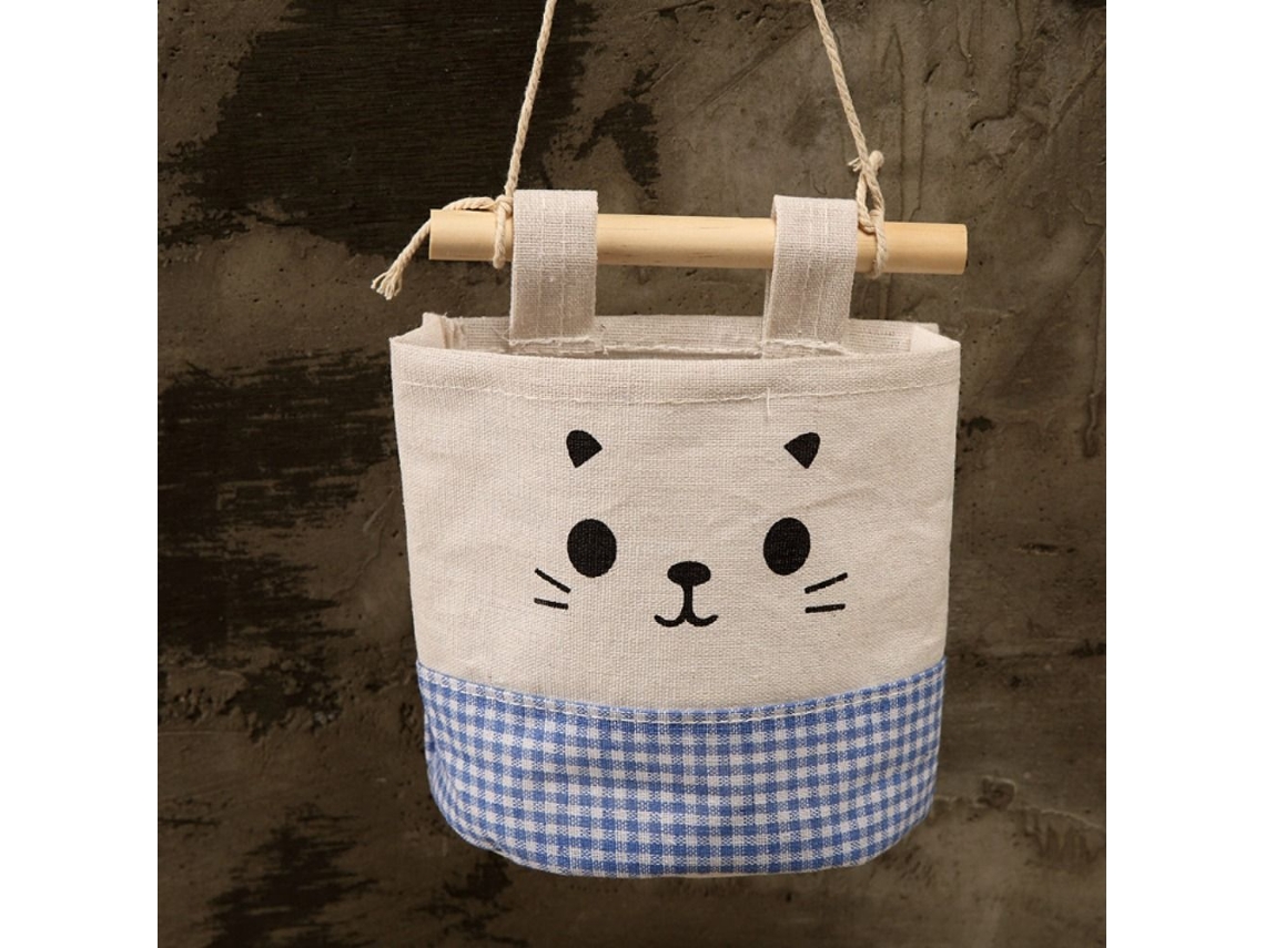 Conjunto De 2 Organizadores Sacos Armazenamento Com Estampa Gato Desenho Animado Azul Aquaforge