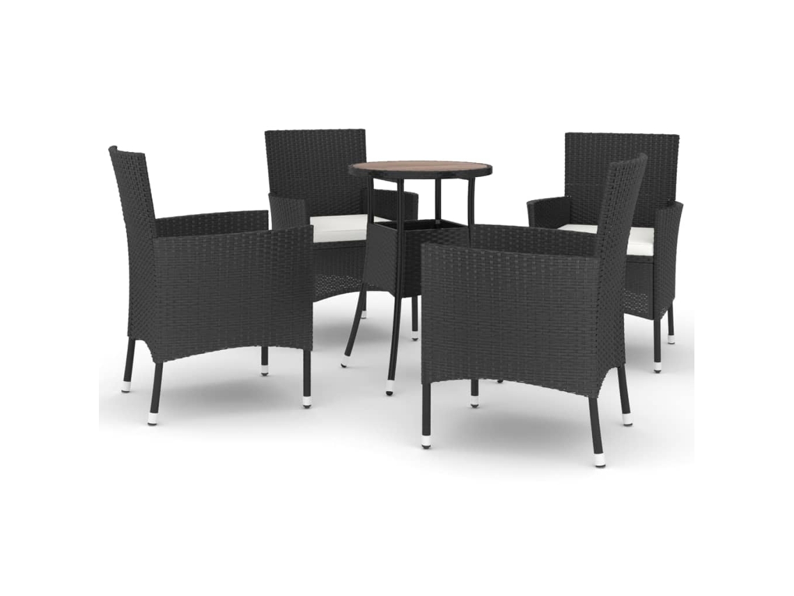 Maison Exclusive - 5 Pcs Conjunto Bistrô De Jardim C/ Almofadões Vime Pe Preto