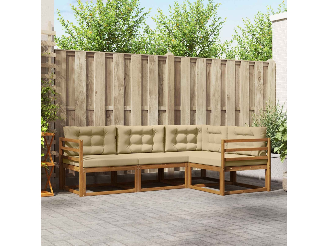 Vidaxl Conjunto De Sofás Para Exterior 4 Pcs Natural E Bege